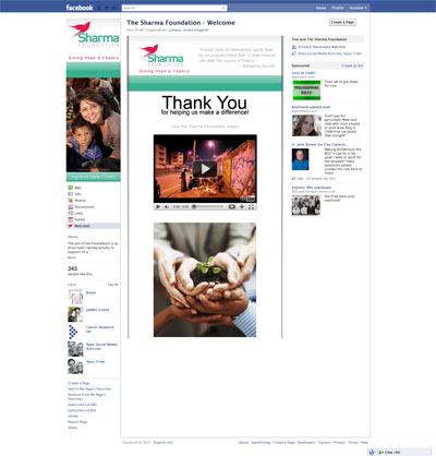 The Sharma Foundation Custom Facebook Fan Page with Like Gate Reveal