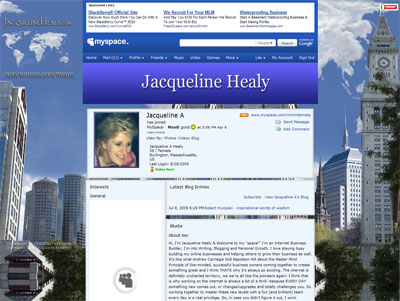 Jacqueline Healy Custom MySpace Background