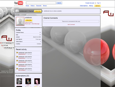 Anita Fiander Custom YouTube Background / Attract with Impact