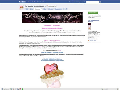 TheWinningWomanNetwork.com Custom Facebook Fan Page (Landing Page)