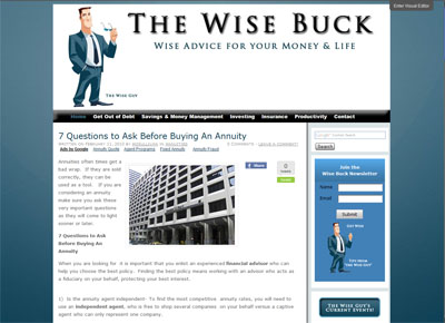 The Wise Buck Custom Wordpress Site and Blog 