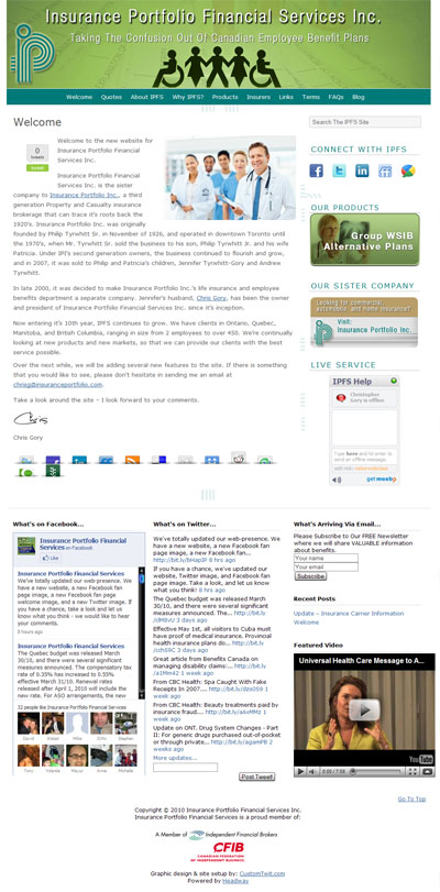 International Portfolio Financial Services Inc. Custom Wordpress Site and Blog