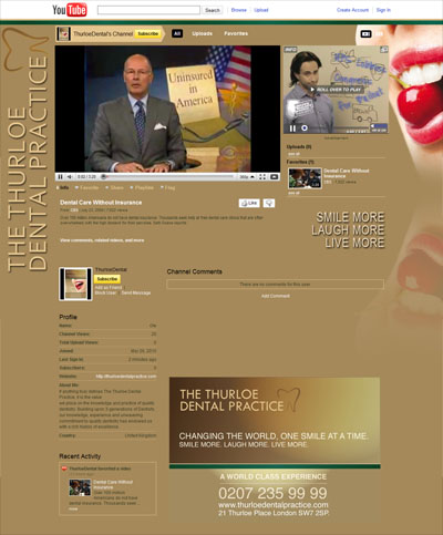 The Thurloe Dental Practice Custom YouTube Background and Channel