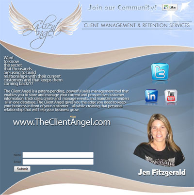 The Client Angel Custom Facebook Fan Page Welcome Landing Page