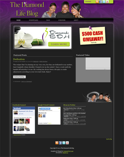 The Diamond Life Blog Custom Wordpress Site & Blog designed by CustomTwit.com
