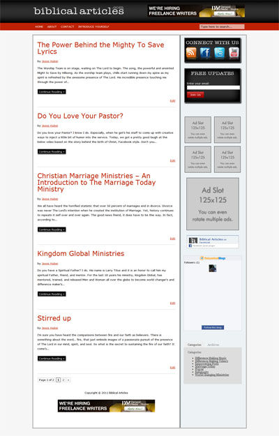 biblicalarticles.com Custom Wordpress Site & Blog