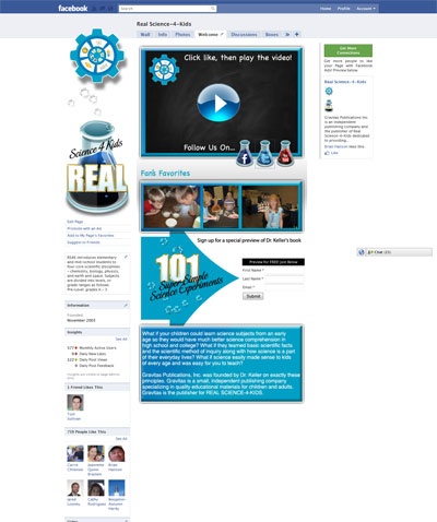 RealScience4kids Custom Facebook Welcome Landing Tab 