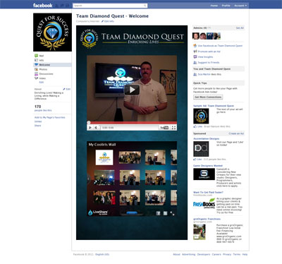 Team Diamond Quest Facebook iFrames application with like-gating fangate reveal fan page community