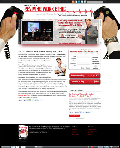 Eric Chester's Reviving Work Ethic Custom Wordpress Site & Blog