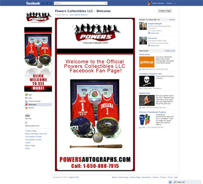 Powers Colletibles LLC Custom Facebook iFrame Application Welcome Landing Page Powers Colletibles LLC Custom Facebook iFrame Application Welcome Landing Page